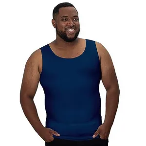 Camiseta compresión hombre, chaleco reductor elástico azul marino para fitness y entrenamiento.