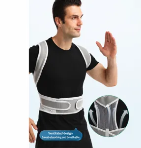 Adjustable posture corrector for men and women, breathable back support belt for spine alignment.