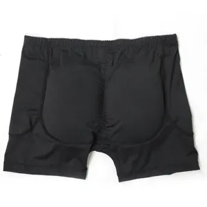 Men's black padded shapewear boxer shorts, butt lifter underwear shown from back.