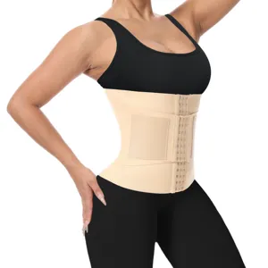 Faja reductora de cintura beige para mujer, corsé moldeador de abdomen y soporte para espalda.