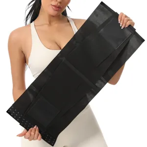 Cinturón moldeador negro con ganchos y correas ajustables para soporte de espalda y fitness.