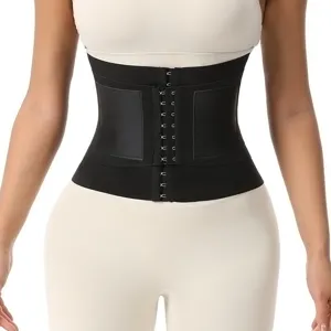 Cinturón corsé de entrenamiento de cintura negro con ganchos para control de abdomen.