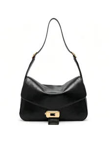 Damen Ölwachs PU Leder Motorrad Tasche Mode Pendeln Unterarmtasche Schulter Umhängetasche Mit Metallschloss Quadratische Handtasche