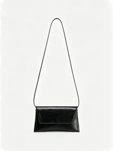Sac à Épaule à Rabat Minimaliste de Luxe pour Femme Cuir PU Couleur Unie Sac Bandoulière Portefeuille Pochette Travail