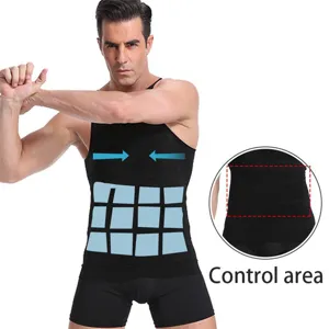 Camiseta moldeadora de compresión para hombre faja reductora vientre plano detalle de diseño