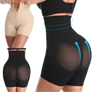 Dettaglio corsetto vita alta, pannello mesh push-up glutei e pantaloncino pancia piatta.