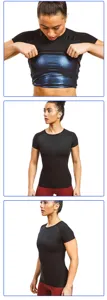 Camiseta de sudoracion fitness sauna manga corta hombre mujer moldeadora top negro