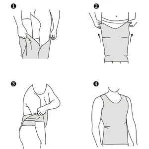Ilustración detallada paso a paso de las instrucciones de uso para chaleco moldeador.