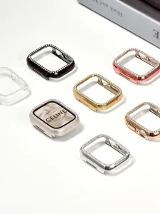 Glitzernde Strass Metall Schutzhülle für Apple Watch Bumper Case Diamant Bling Abdeckung