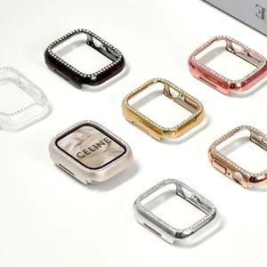 Luxus Glänzender Strass Diamant Schutzhülle für Apple Watch Serie Metall Bumper Cover