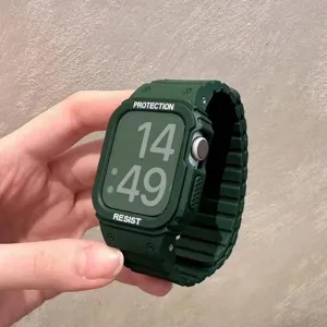 Cinturino e custodia protettiva magnetica in silicone robusto per Apple Watch, design.