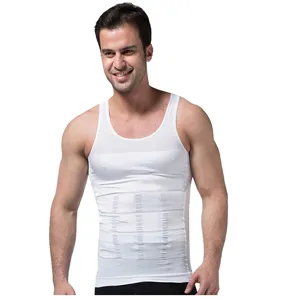 Camiseta moldeadora compresion hombre blanca chaleco reductor abdomen fitness deportivo