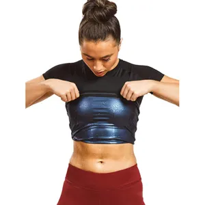 Camisa de sudoracion fitness sauna manga corta top moldeador deportivo mujer hombre