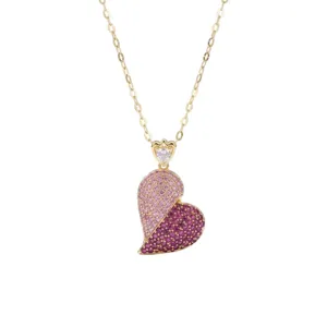 Elegante doppelte Herz Anhänger Halskette mit Zirkon Steinen für Damen Modeschmuck.