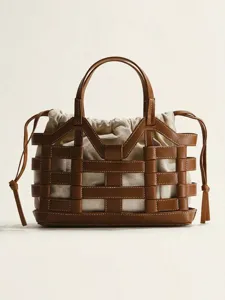 Grote capaciteit holle groentemand handtas retro spliced ontwerp schoudertas tote