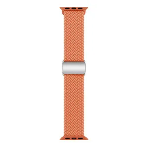Ρυθμιζόμενο πλεγμένο λουράκι νάιλον για Apple Watch, άνετη πορτοκαλί εφεδρική ζώνη ρολογιού.