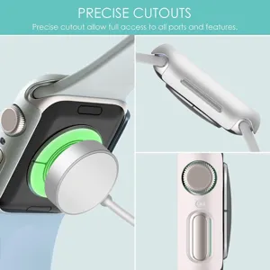 Detailed view of PC protective case for smartwatch showing precise cutouts and buttons.