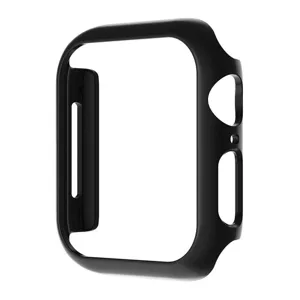 Compatible protective case for Apple Watch, black PC hollow matte frame, precise cutouts.