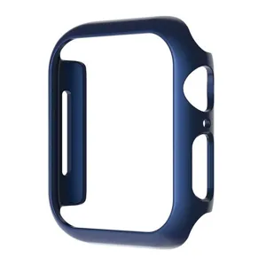 Close-up view of the matte blue protective PC bumper case featuring precise cutouts for buttons.