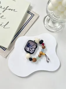 Kralen horlogeband compatible met Apple Watch, Chinese stijl culturele kralen armband.