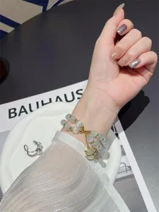 Dubbellaagse kattenoog steen armband riem met geluksbrenger voor elegante zomerse stijl