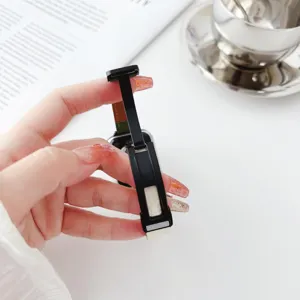 Dettagli del cinturino in pelle sottile Apple Watch fibbia pieghevole magnetica