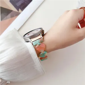 Colorful resin heart watch strap compatible with Samsung watch, fashionable summer women accessory