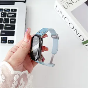 Νυλον πλεγμενο ανταλλακτικο λουρακι για smart fitness tracker, ανοιχτο γαλαζιο χρωμα.