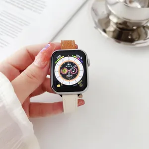 Cinturino in pelle di ricambio compatibile con Apple Watch, design bicolore litchi.