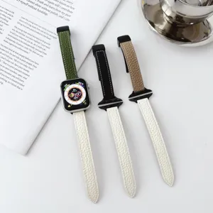 Cinturino Per Orologio In Pelle Granata Litchi Fibbia Pieghevole Magnetica Per Apple Watch