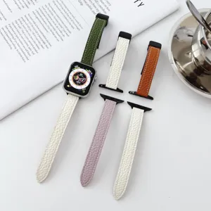 Cinturino per orologio in pelle litchi compatibile con Apple Watch, cinturino di ricambio.