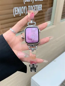 Resin metaal vervangend horlogebandje voor Apple Watch roestvrij staal schakel roze