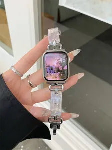 Hars metaal horlogeband vervanging compatibel met apple watch serie ultra se zilverkleur