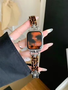 Panterprint hars en metaal horlogeband voor Apple Watch stijlvolle vervangende accessoire gesp