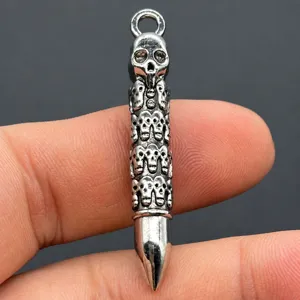 Pendentif Collier Balle Squelette Rétro Punk en Alliage pour Hommes et Femmes Bijoux de Mode Charme Accessoire Cadeau