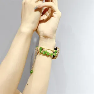 Groene kraal metalen apple watch band chic vervangende horlogeband armband voor iwatch se