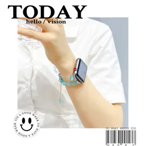 Lelie-van-dalen metalen horlogebandje voor Apple Watch, elegant kralen armband.