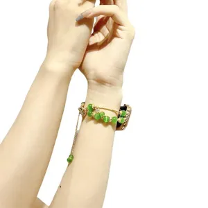 Metalen kralen horlogebandje voor smartwatch groene kralen elegante mooie nieuwe polsband