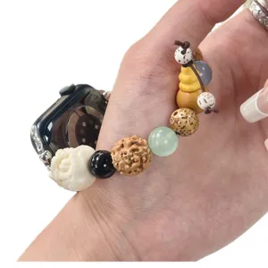 Handgemaakte kralen horlogeband compatible met Apple Watch, traditionele polsband.