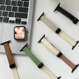 Compatible with Apple Watch magnetic leather strap, contrast color design, elegant daily wear.