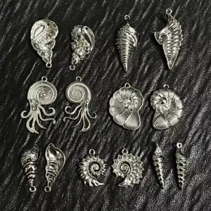 Alliage de Zinc Vie Marine DIY Pendentif Charms Conque Coquille Plaqué Argent Résultats de Fabrication de Bijoux Pour Collier Bracelet