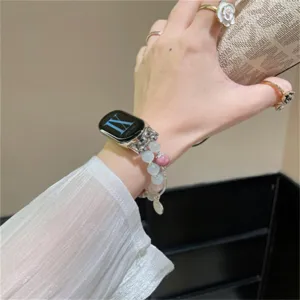 Bracelet de rechange pour Xiaomi Band avec perles d'oeil de chat et chaîne métal pour femmes.