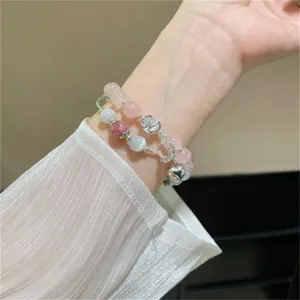 Bracelet en perles de cristal naturel œil de chat doux lune cœur bijoux pour femmes
