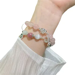 Charmant bracelet de perles de cristal avec de jolis charms, bijoux pour femmes.