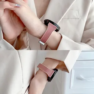 Genuine Leather Smart Watch Band Compatible With Huawei GT2 GT3 Pro 22mm Crazy Horse Pattern Magnetic Folding Clasp Replacement Strap