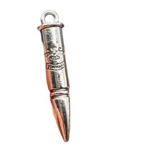 Pendentif balle crâne rétro punk en alliage argenté, accessoire de bijoux gothiques.