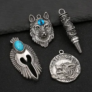 Vintage zinc alloy wolf dragon metal pendants for DIY necklace and bracelet jewelry accessories.