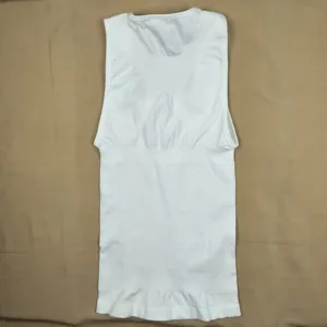 Men's white sleeveless compression fitness shaping vest, breathable seamless slim body shaper top