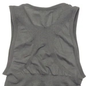 Men black seamless body shaping vest back detail close-up view breathable fabric