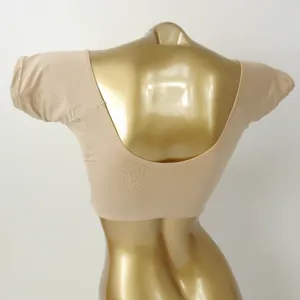 Gilet anti-transpiration beige manches courtes respirant déodorant pour les employés.